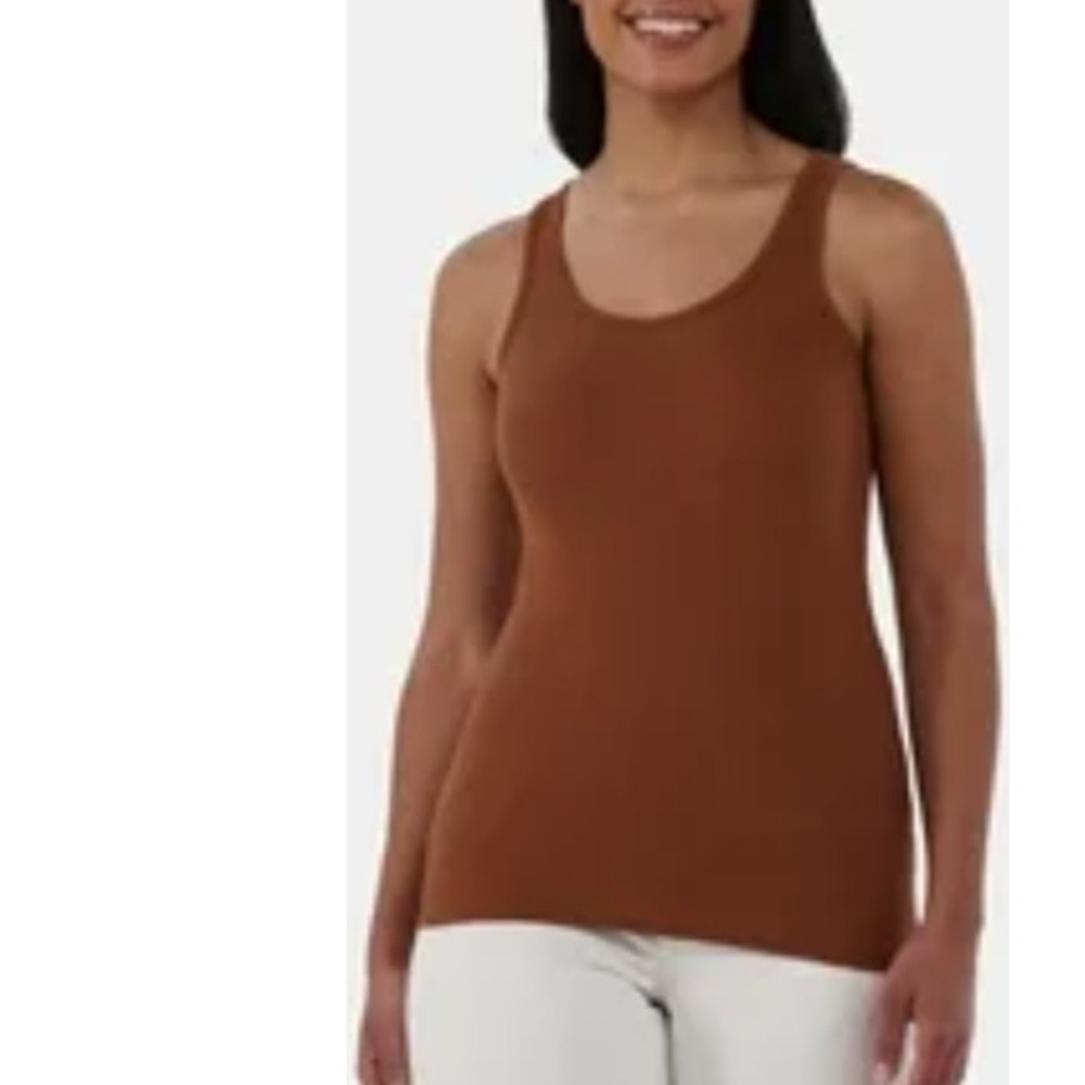 A New Day Womens Tank Top Brown Sleeveless Scoop Neck Basic Casual Medium NWT‎